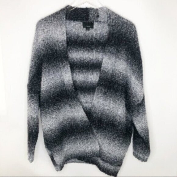 Lumiere Women's Grey Black Stripe Open Cardigan Sweater Size Small - Picture 1 of 6